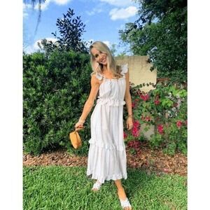 MISA‎ Idonia tiered linen maxi dress size S in chambray